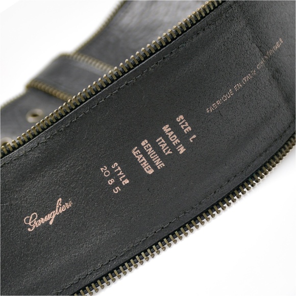 GARUGLIERI Belt Size L Black Brass Zipper Edge Made in Italy - Picture 6 of 8